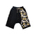 Patrón de grúas Pantalones de playa de lino Pantalones sueltos Pantalones cortos de estilo chino