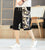 Cranes Pattern Linen Beach Pants Loose Pants Chinese Style Shorts