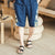 Cranes Pattern Edge Linen Beach Pants Loose Pants Chinese Style Shorts