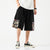 Cyprinus Carpio Print  Pocket Linen Beach Pants Loose Pants Chinese Style Shorts