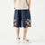 Cyprinus Carpio Print  Pocket Linen Beach Pants Loose Pants Chinese Style Shorts