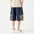 Cyprinus Carpio Print  Pocket Linen Beach Pants Loose Pants Chinese Style Shorts