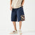 Pantalones de playa de lino con bolsillo con estampado de Cyprinus Carpio Pantalones sueltos Pantalones cortos de estilo chino