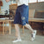 Crane Embroidery Cotton Beach Pants Loose Pants Chinese Style Shorts