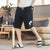 Crane Embroidery Linen Beach Pants Loose Pants Chinese Style Shorts