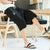 Bambusblatt-Stickerei Leinen Strandhose Lose Hosen im chinesischen Stil Shorts