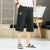 Bamboo Leaf Embroidery Linen Beach Pants Loose Pants Chinese Style Shorts