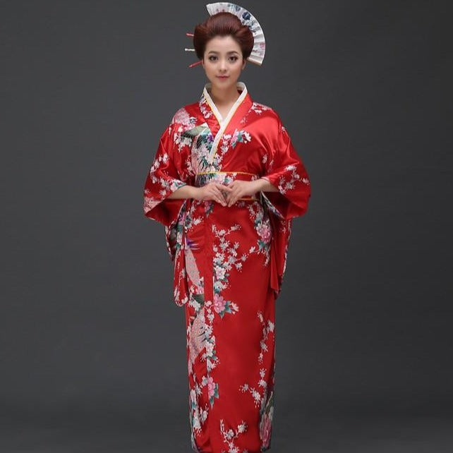 Korrekt bombe Årvågenhed Kimono giapponese tradizionale in misto seta con stampa pavone – IDREAMMART