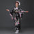 Kimono japonés tradicional de mezcla de seda con estampado de pavo real