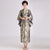 Kimono tradizionale giapponese in broccato con stampa di buon auspicio
