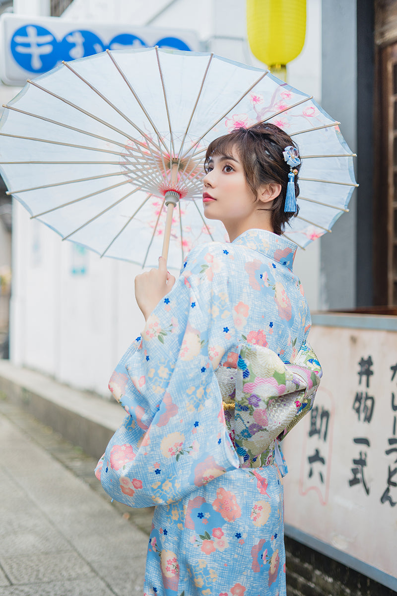 Floral Pattern Girl's Japanese Retro Kimono Bathrobe