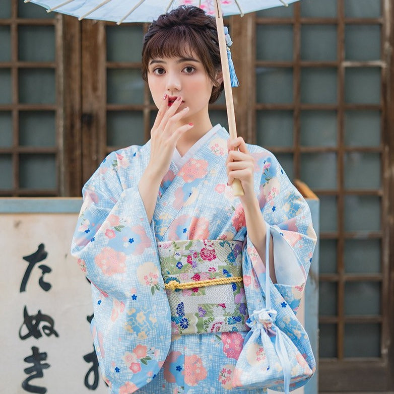 Floral Pattern Girl's Japanese Retro Kimono Bathrobe Floral Pattern Girl's Japanese Retro Kimono Bathrobe