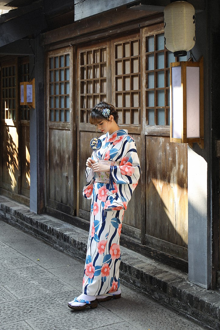 Floral Pattern Girl's Formal Wear Japanese Kimono