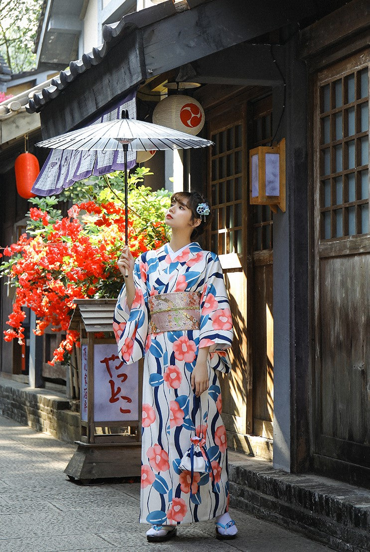 Floral Pattern Girl's Formal Wear Japanese Kimono