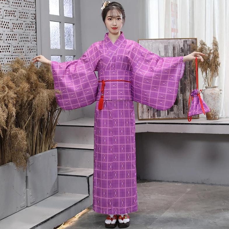 temerario Opcional Desenmarañar Patrón de cuadros y cuadros Kimono japonés Yukata de mujer – IDREAMMART