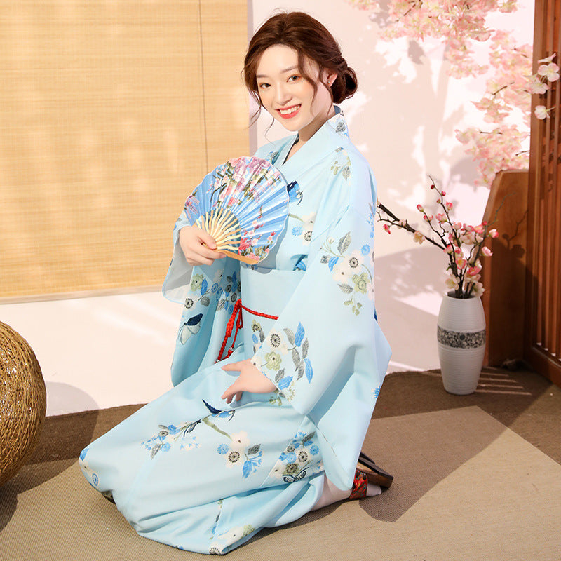 Bird & Floral Pattern Traditional Japanese Kimono Women's Yukata
