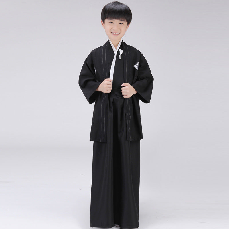 Boy's Traditional Japanese Kimono Retro Samurai Robe