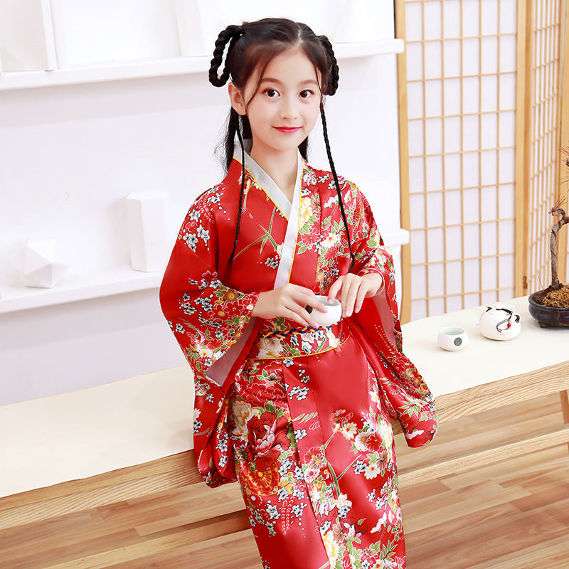 tradicional japonés niña Yukata de seda floral – IDREAMMART