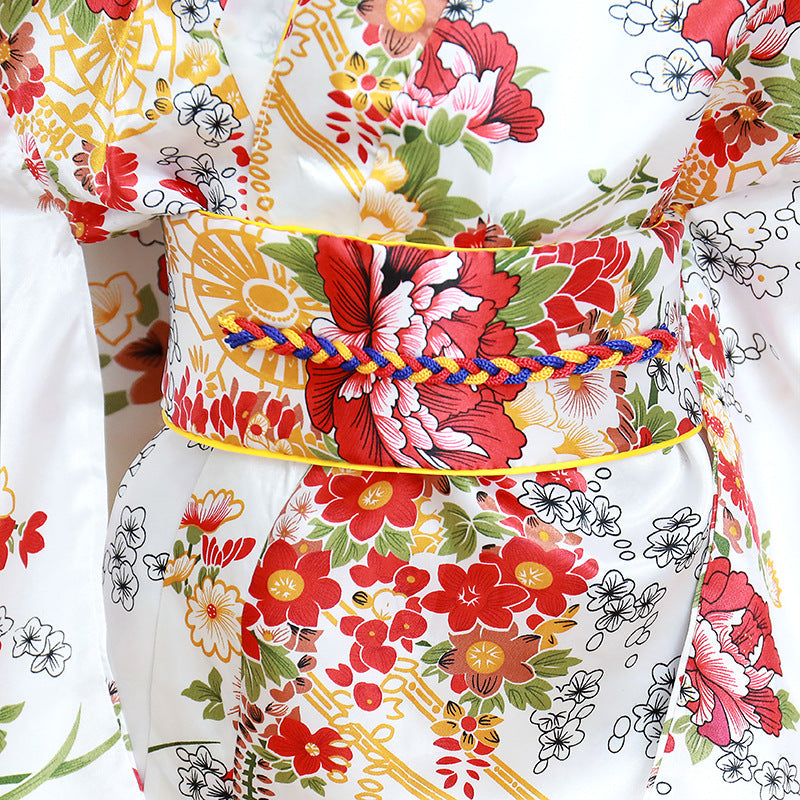 Girl's Traditional Japanese Kimono Floral Silk Yukata