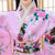 Pavo real y estampado floral Kimono tradicional japonés Yukata para niña
