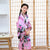 Pavo real y estampado floral Kimono tradicional japonés Yukata para niña
