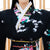 Traditioneller Kimono für Mädchen mit Pfau und Blumenmuster Japanischer Yukata
