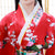 Traditioneller Kimono für Mädchen mit Pfau und Blumenmuster Japanischer Yukata