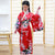 Kimono Traditionnel Fille Paon & Motif Floral Yukata Japonais