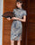 Flügelärmeln knielanges chinesisches Cheongsam-Kleid aus Seidenmischung mit Blumenmuster