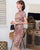 Cap Sleeve Knee Length Floral Silk Cheongsam Chinese Dress