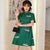 Red-crowned Crane Pattern Modern Cheongsam Mini Lace Dress