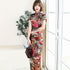 Robe chinoise traditionnelle en soie florale pleine longueur Cheongsam