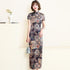 Traditional Cheongsam Full Length Floral Silk Chinese Dress