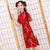 Chinesisches Cheongsam-Kleid aus Brokat mit Drachen- und Phönixmuster für Kinder