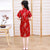 Robe chinoise Cheongsam en brocart motif dragon et phénix pour enfant