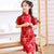 Robe chinoise Cheongsam en brocart motif dragon et phénix pour enfant