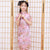Robe chinoise Cheongsam en brocart motif dragon et phénix pour enfant