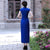 Full Length Classsic Cheongsam Floral Print Silk Evening Dress