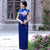 Full Length Classsic Cheongsam Floral Print Silk Evening Dress