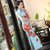 Klassisches Cheongsam Ahornblätter Print Seidenabendkleid in voller Länge