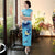 Full Length Classsic Cheongsam Peony & Birds Print Silk Evening Dress