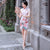 Classic Floral Silk Cheongsam Mini Chinese Dress Evening Gown