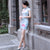 Classic Floral Silk Cheongsam Mini Chinese Dress Evening Gown