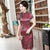 Vestido de noche chino del vestido chino de la longitud de la rodilla del cheongsam de seda floral clásico