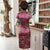 Classic Floral Silk Cheongsam Knee Length Chinese Dress Evening Gown