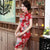 Plus Size Floral Silk Cheongsam Knee Length Chinese Dress Day Dress