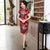 Plus Size Floral Silk Cheongsam Knee Length Chinese Dress Day Dress
