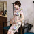 Plus Size Floral Silk Cheongsam Knee Length Chinese Dress Day Dress