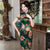 Plus Size Floral Silk Cheongsam Knee Length Chinese Dress Day Dress