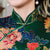 Plus Size Floral Silk Cheongsam Knee Length Chinese Dress Day Dress